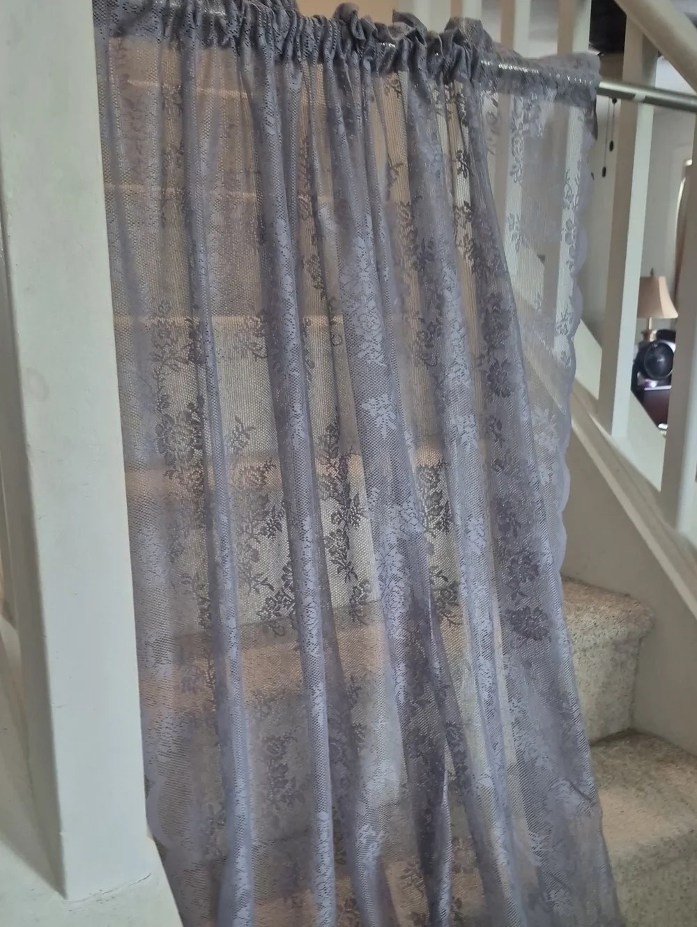 UrbanLotus Silvery Gray Sheer Lace Curtain Panel 56x96